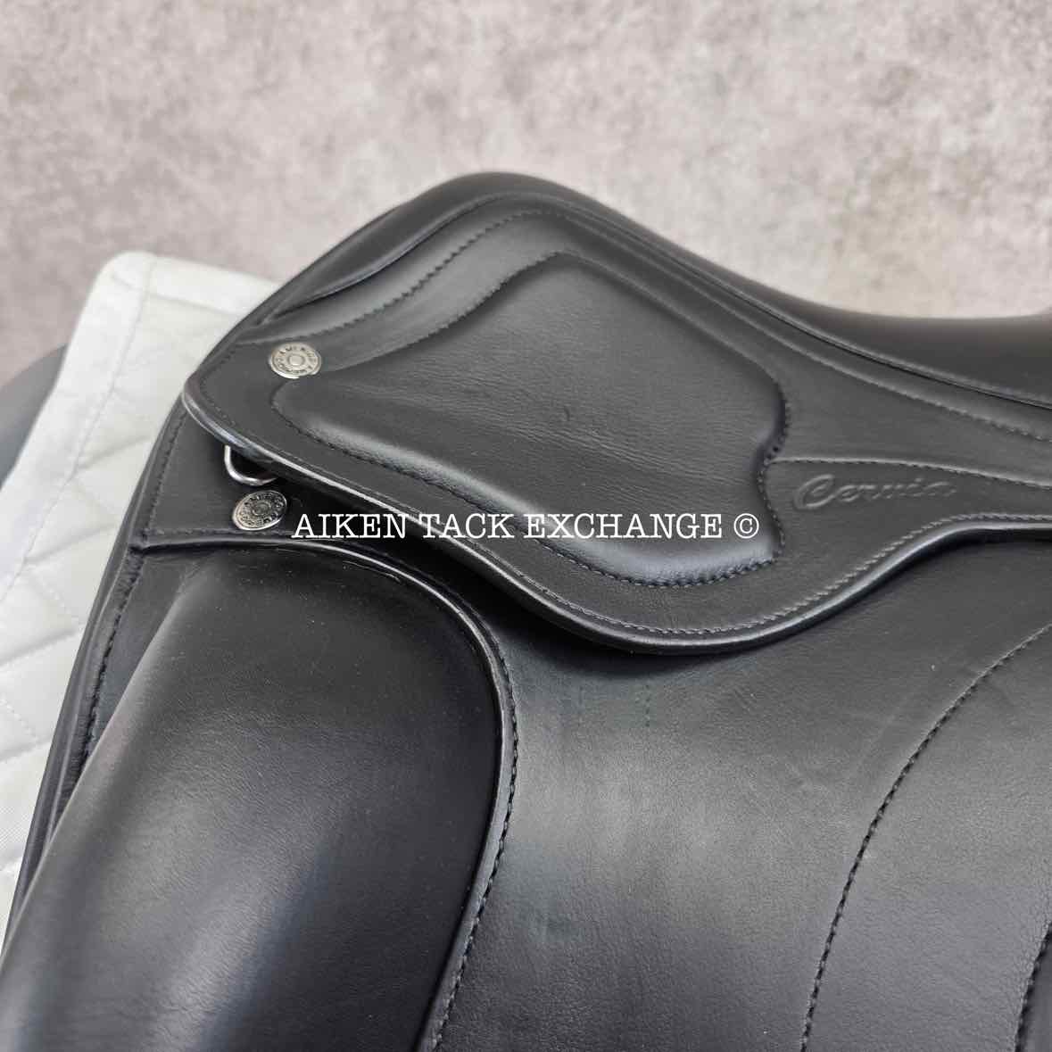 2023 Amerigo Cervia Siena Pinerolo Monoflap Dressage Saddle, 18" Seat, Tree, Wide Tree, Wool Flocked Panels