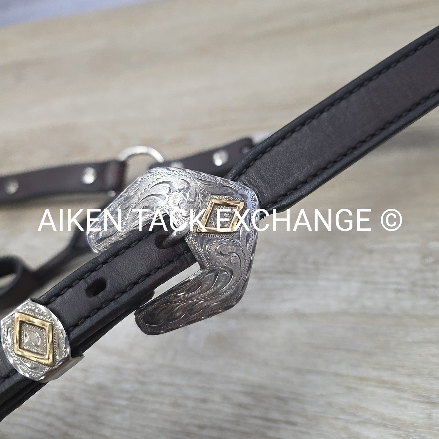 Tory Leather Silver Plated Diamond Show Halter, Size Full