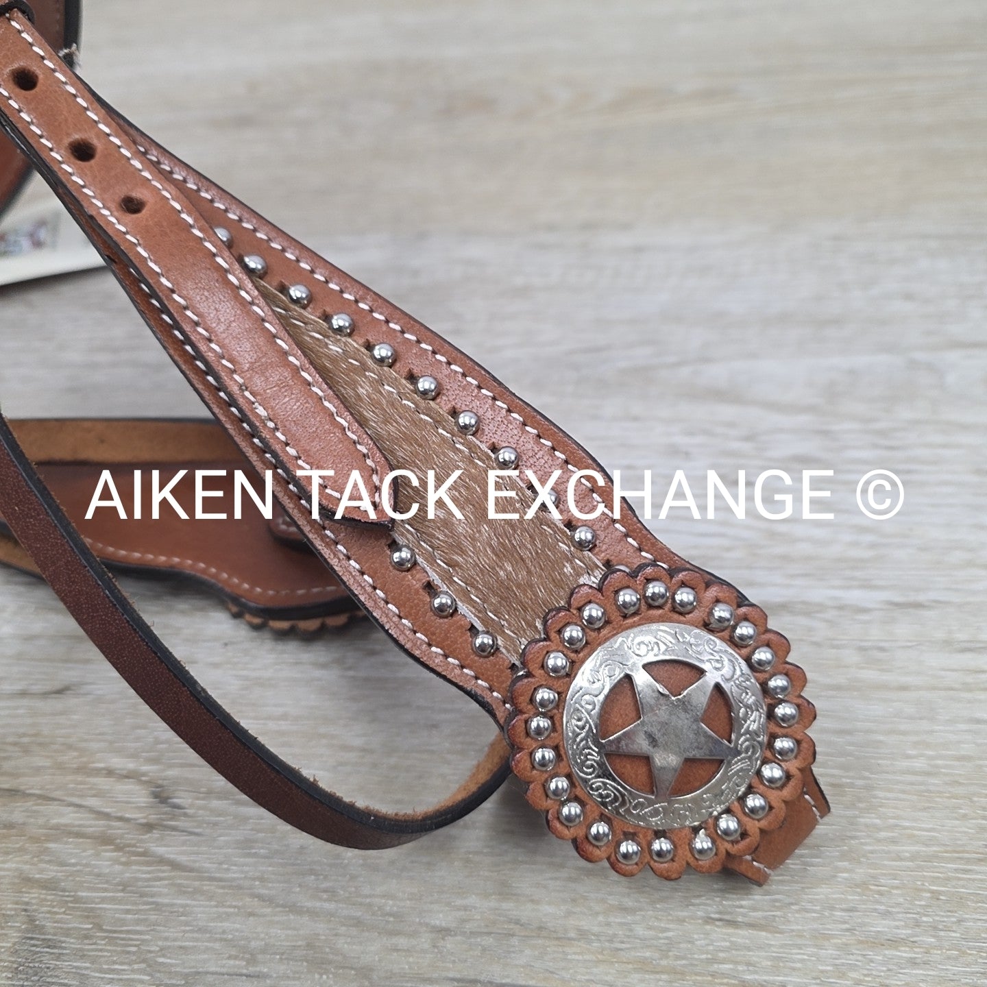 Royal King Browband Headstall with Hair Overlay, Brown, Size Full