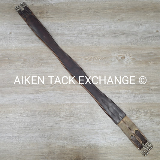 Mortack Leather Girth with Single End Elastic, Brown, 48"