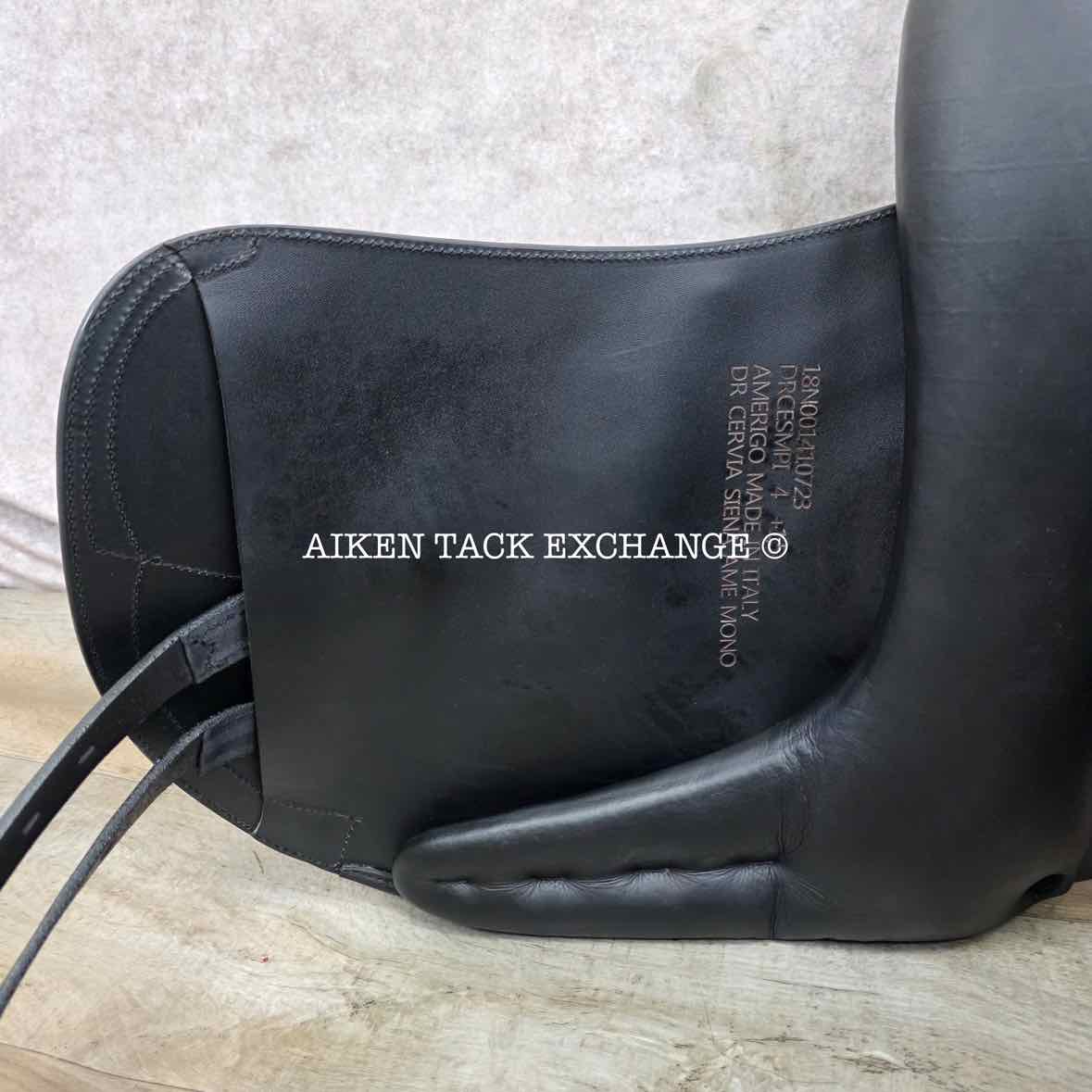 2023 Amerigo Cervia Siena Pinerolo Monoflap Dressage Saddle, 18" Seat, Tree, Wide Tree, Wool Flocked Panels