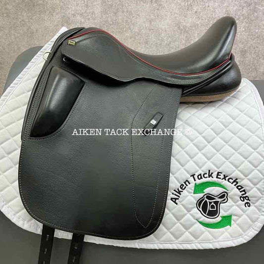 2017 Black Country Dante Dressage Saddle, 17.5" Seat, Short Flap, Medium Wide Tree, Wool Flocked Serge Panels