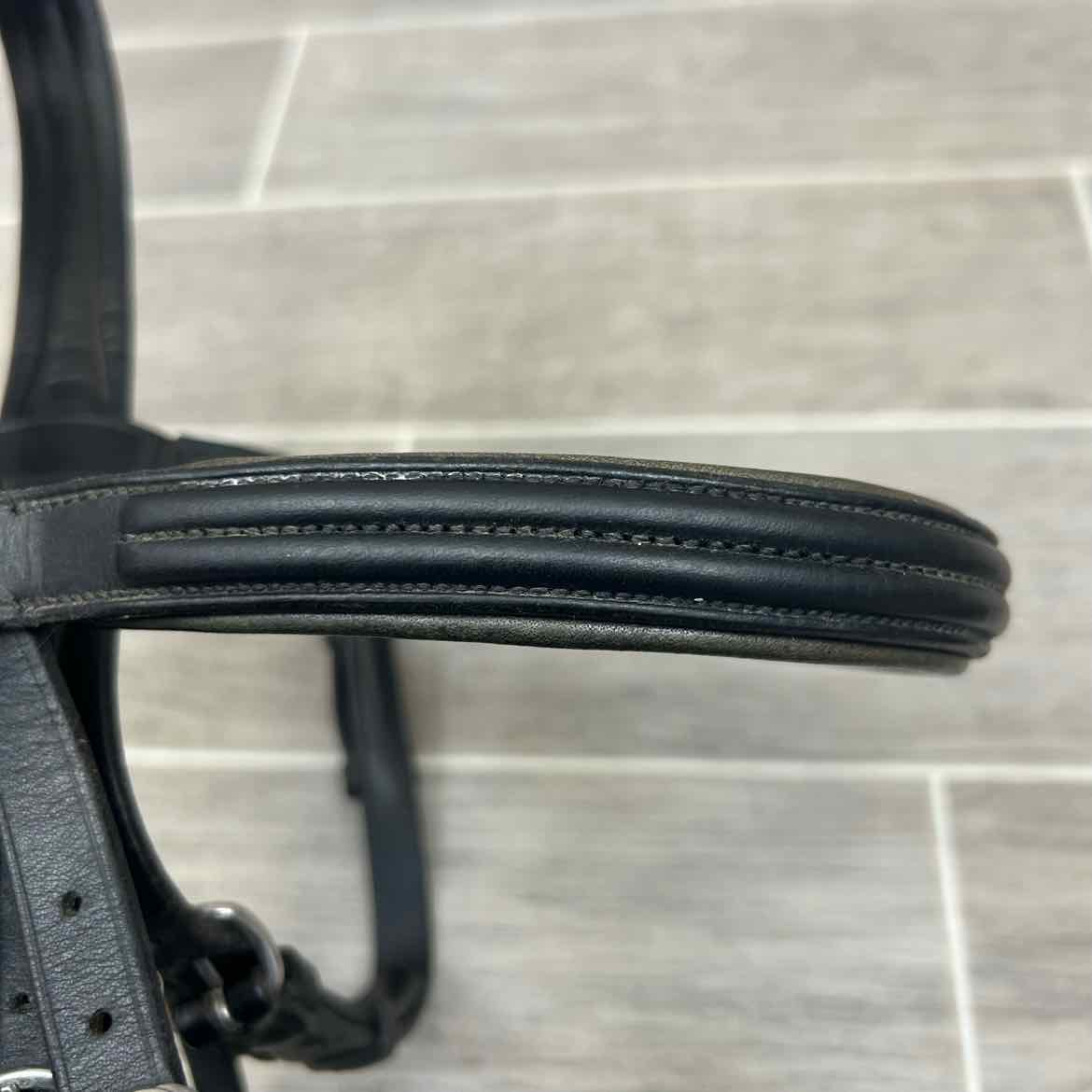 Vespucci Double Raised Dressage Bridle with Reins, Missing Flash, Black, Size Fu