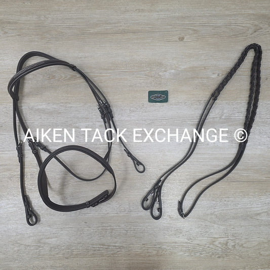 HDR Advantage Mono Crown Padded Bridle with Reins, Havana, Oversize