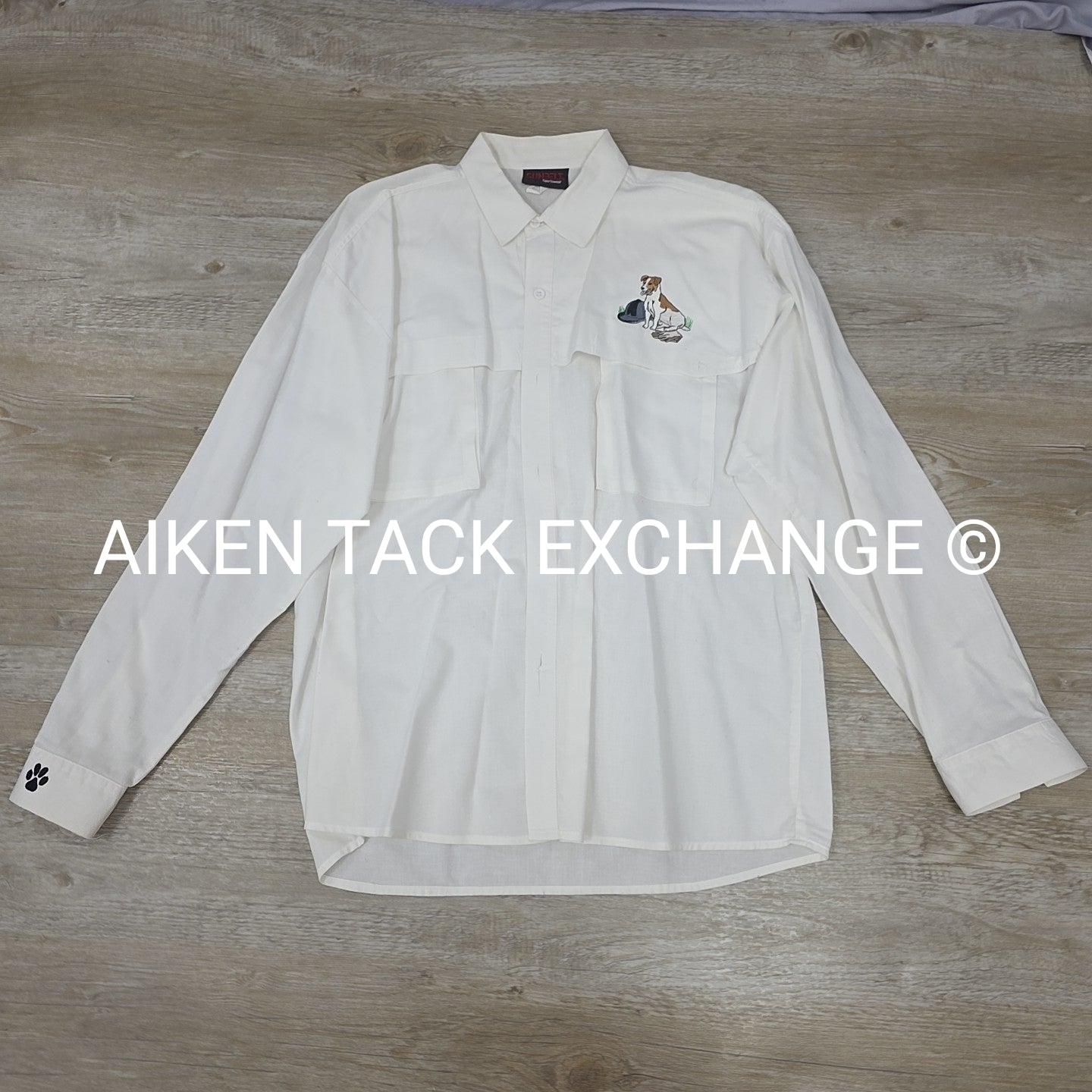 Long Sleeve Button Up with Jack Russel Embroidery