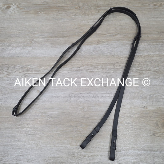 Leather Reins with Hand Stops, Black, Size Full