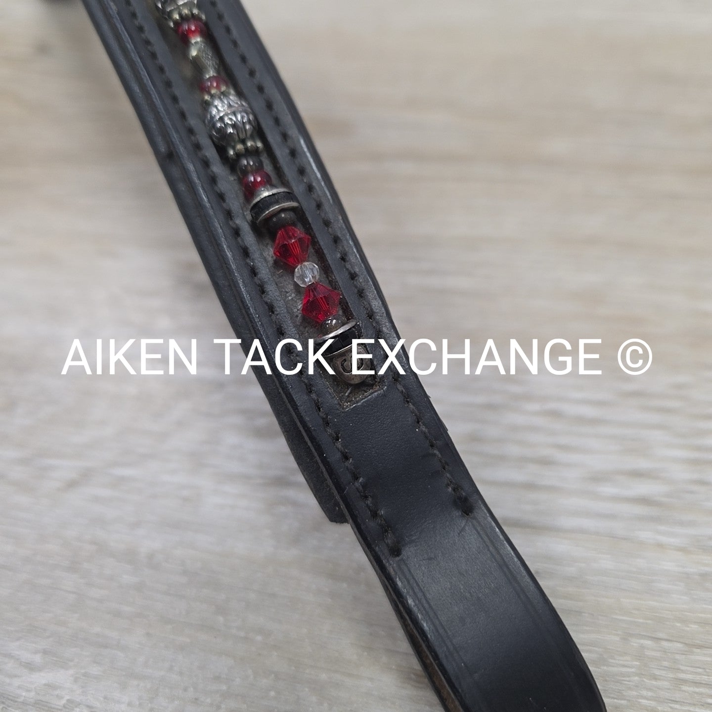 Padded Beaded Browband, Black, 15"