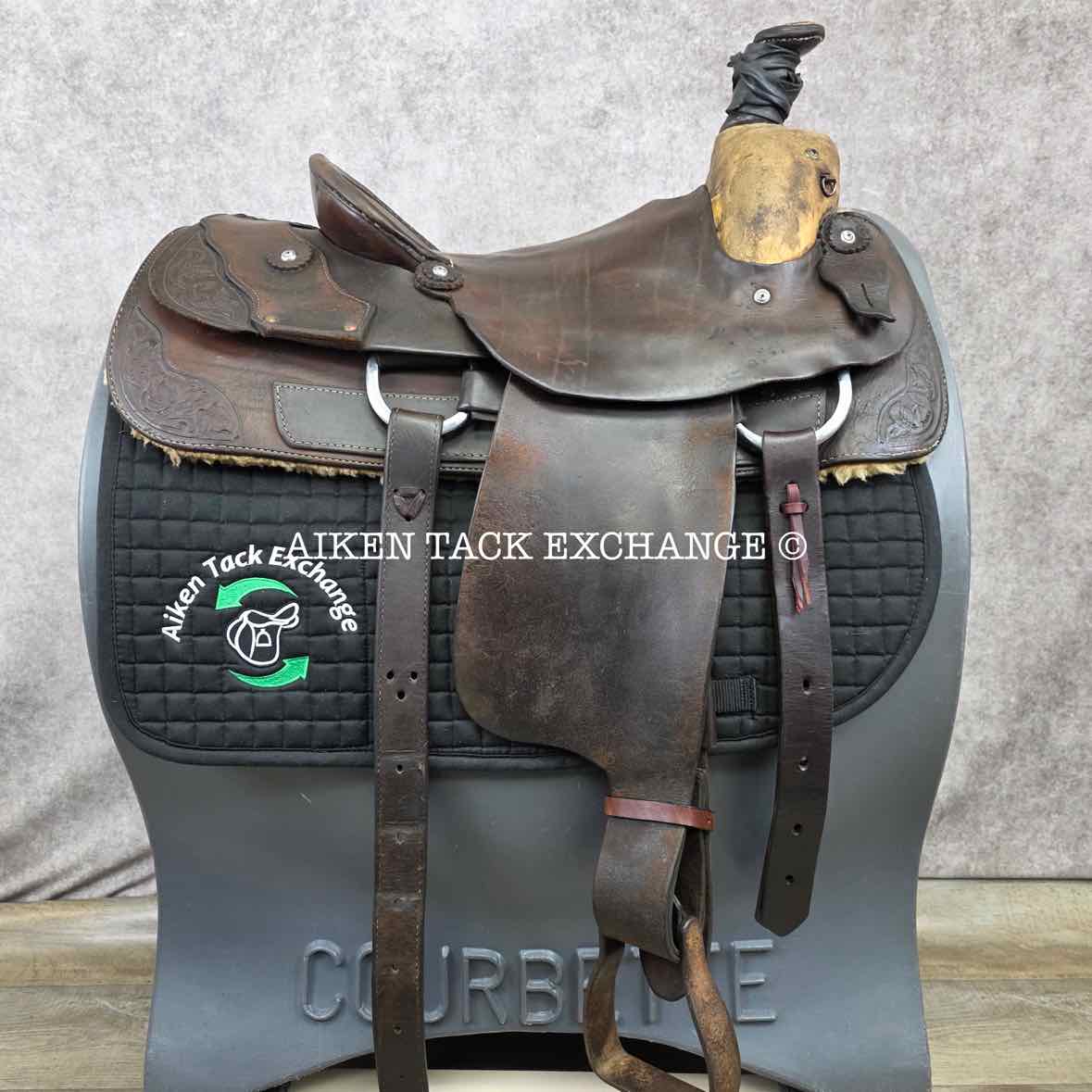 Roping Western Saddle, 15" Seat, Wide Tree - Full QH Bars, Weighs Approximately 49 lbs