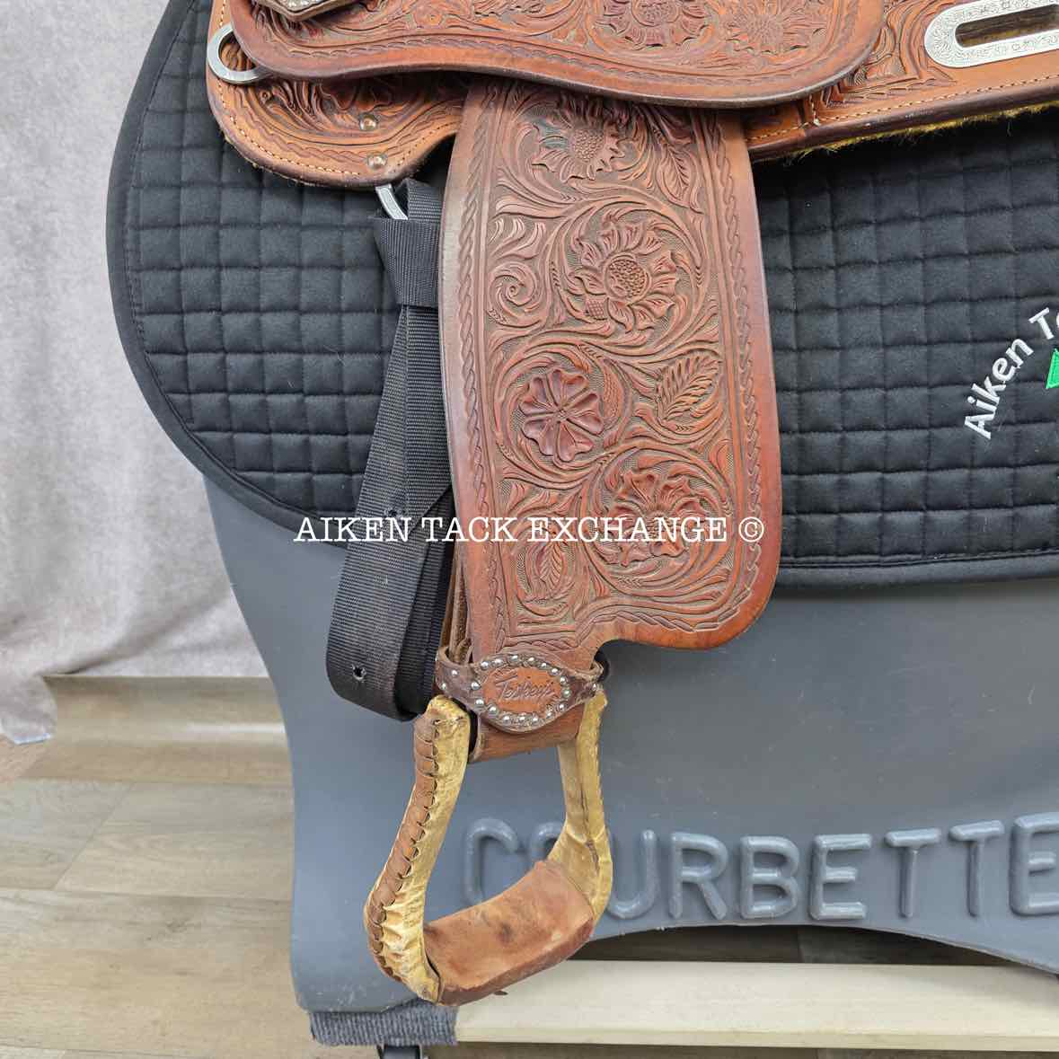 Teskey's Barrel Western Saddle, 15.5" Seat, Wide Tree - Full QH Bars