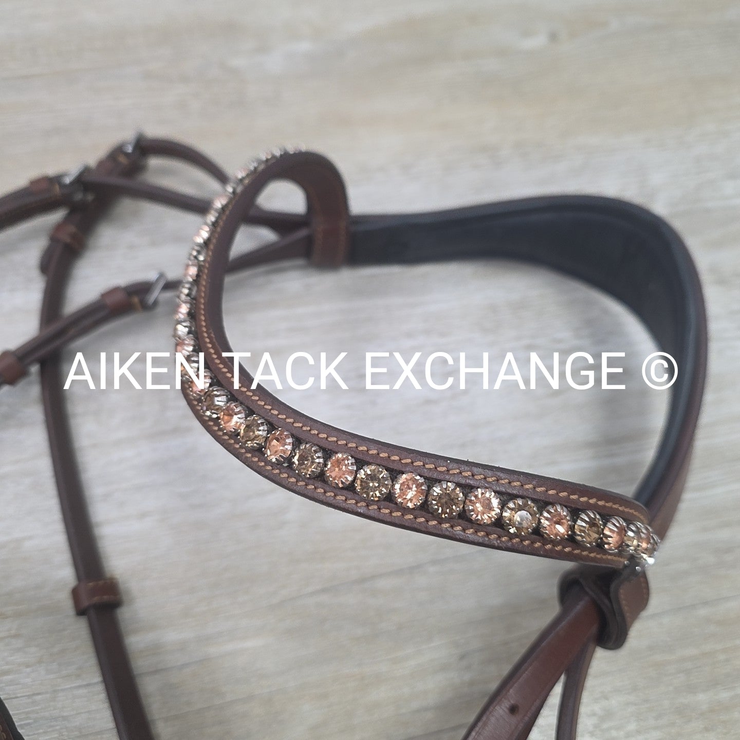 Lumiere Dressage Bridle, Missing Flash Strap, No Reins, Brown, Size Full