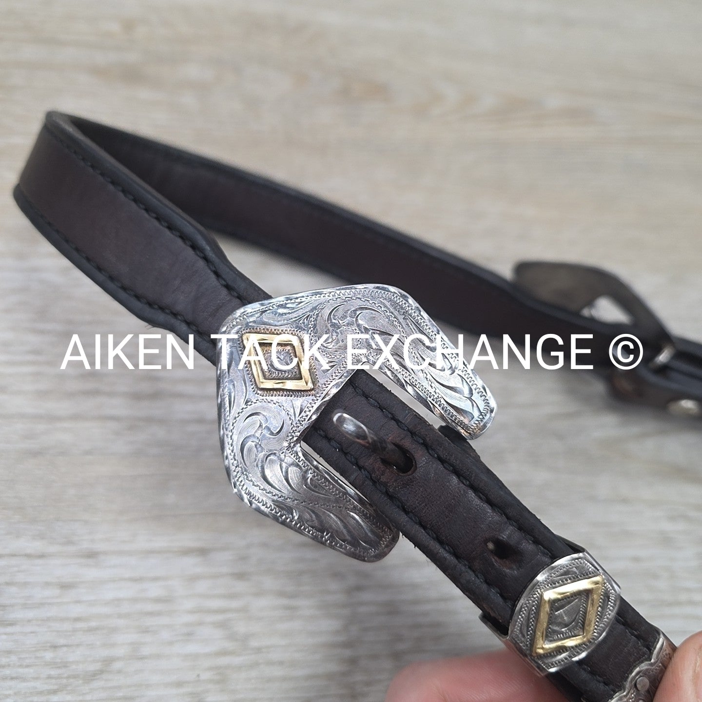Tory Leather Silver Plated Diamond Show Halter, Size Full