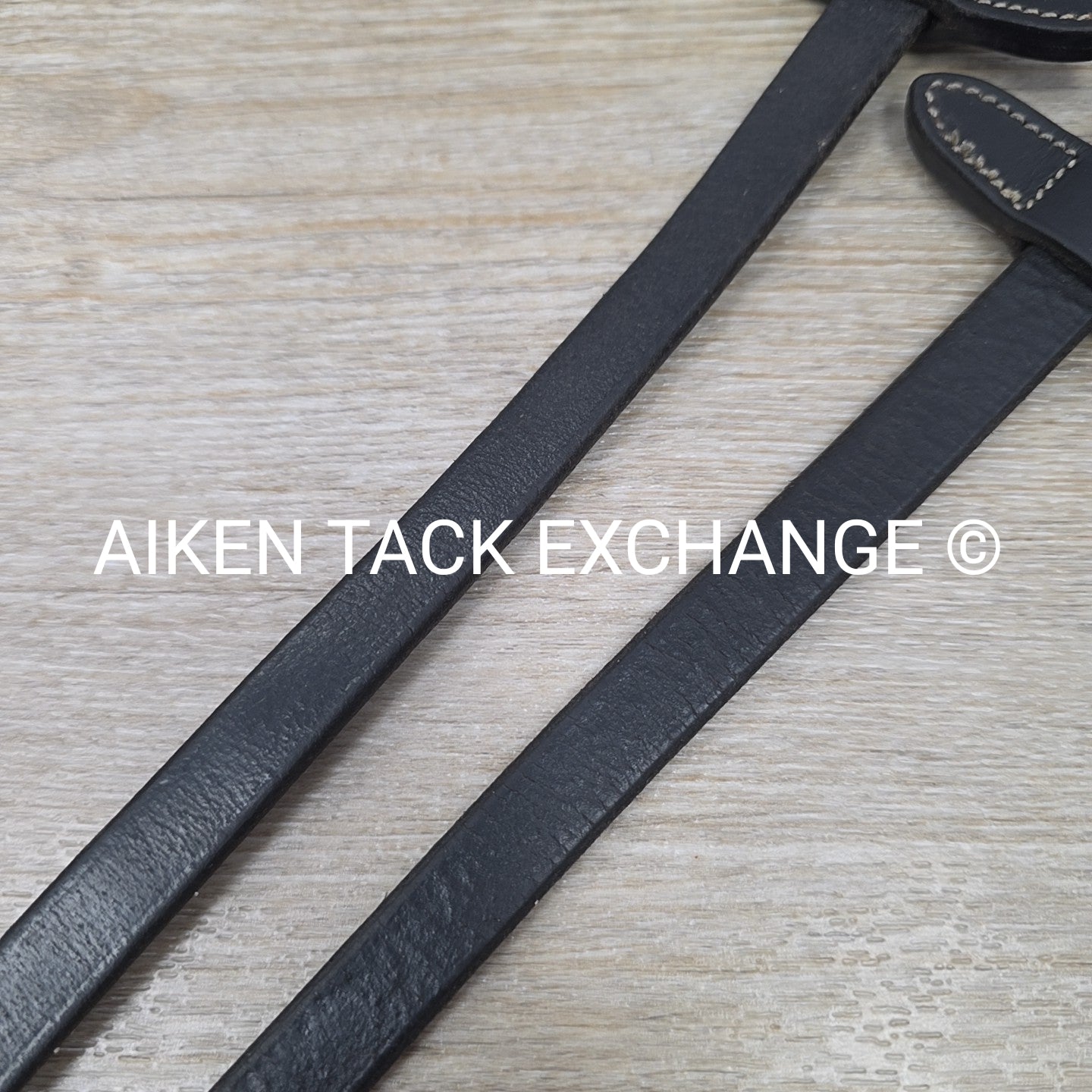 Leather Reins with Hand Grips, Black, 58"