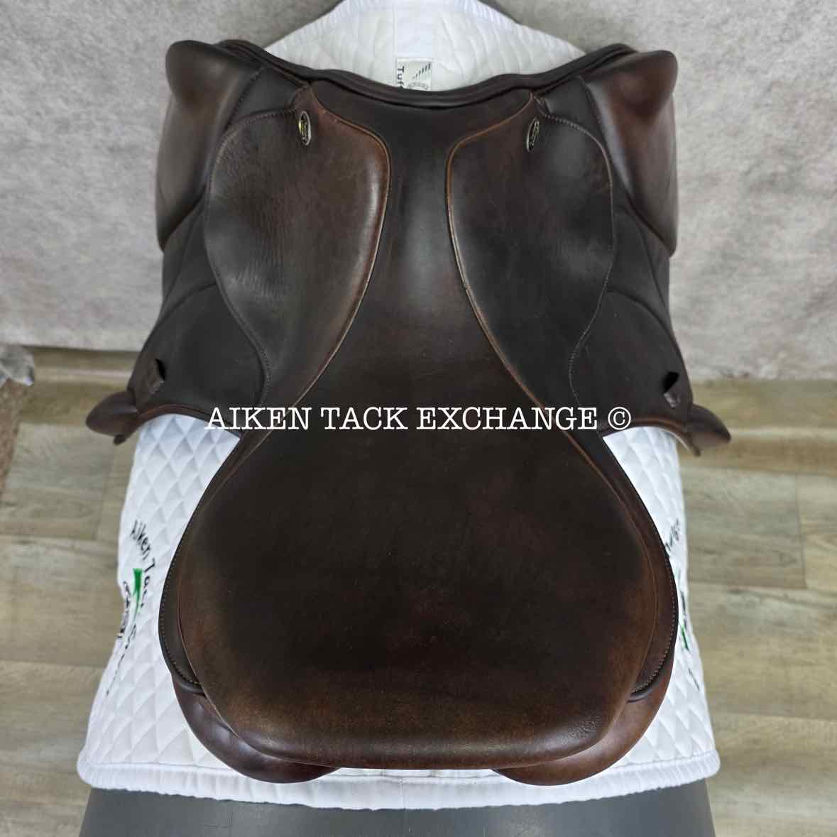 2012 Marcel Toulouse Marielle Monoflap Jump Saddle, 17.5" Seat, Genesis Adjustable Tree, Wool Flocked Panels