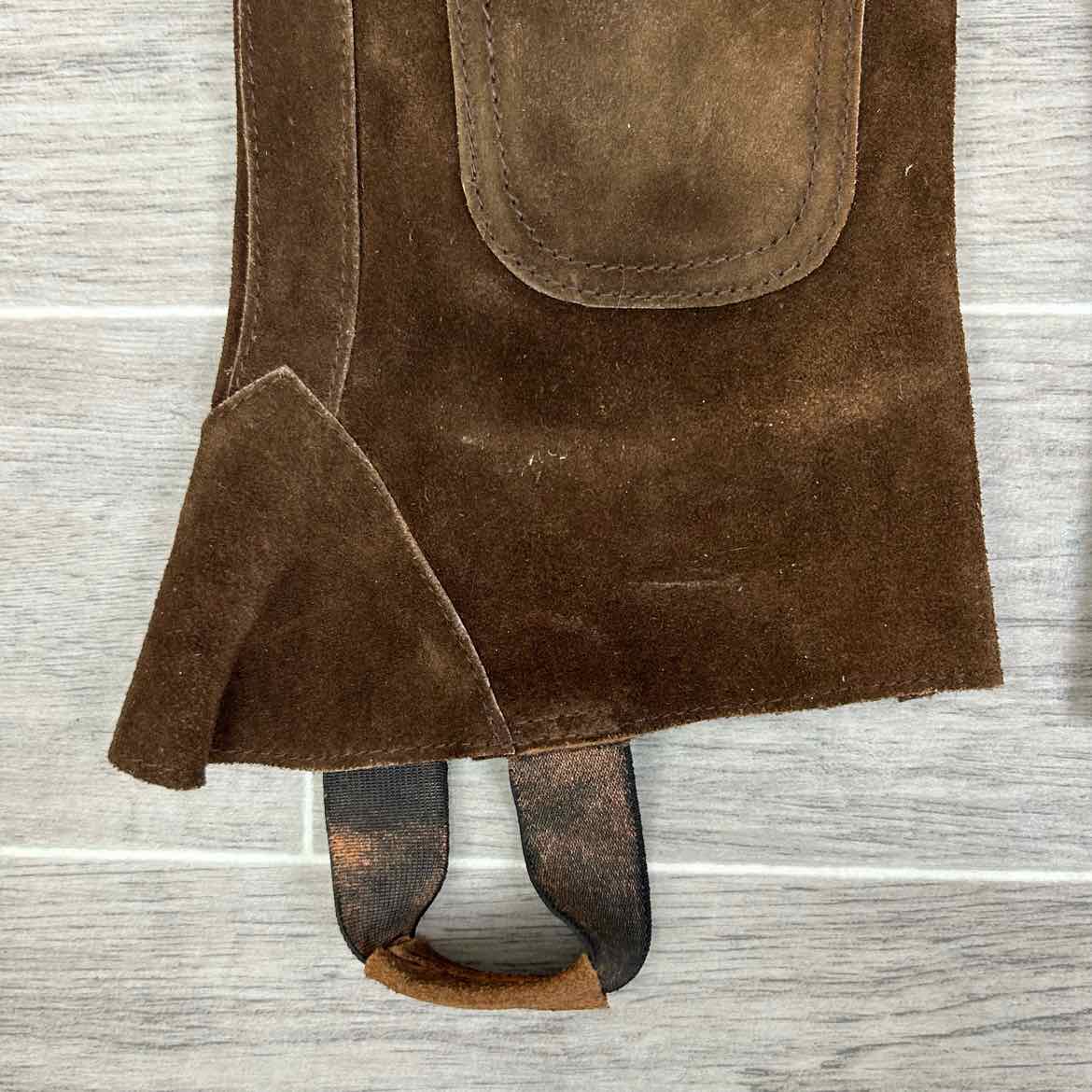 Mary's Tack & Feed Suede Half Chaps, Brown, Size Small