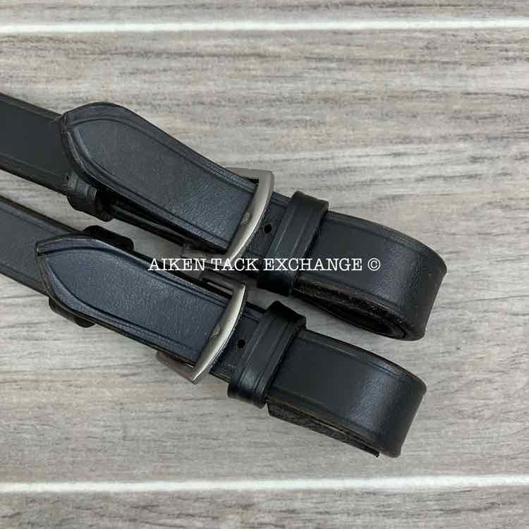 Tony Slatter Saddlery Leather Reins with Stops, Black, 50"
