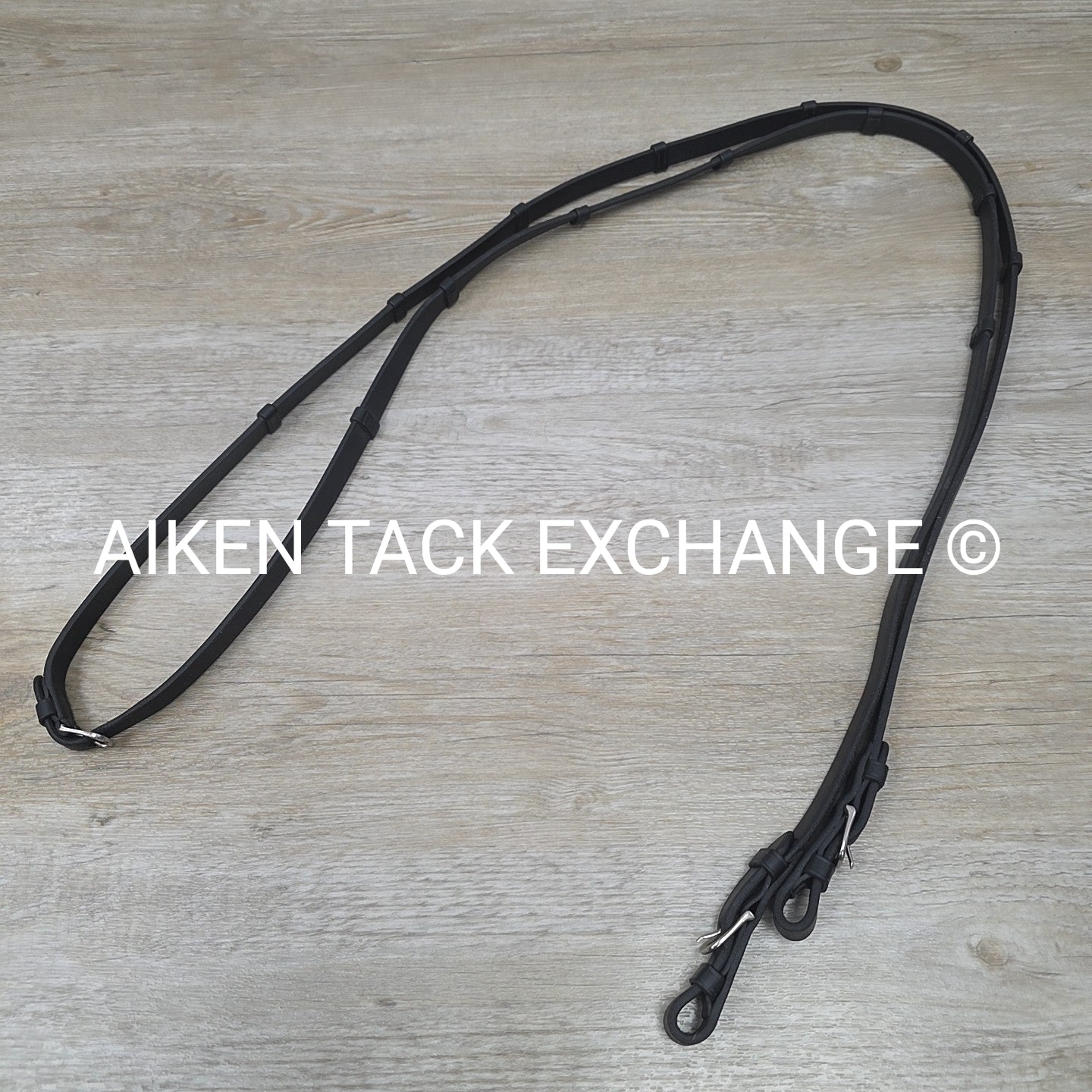 Vespucci Leather Reins with Hand Stops, Black, 56"