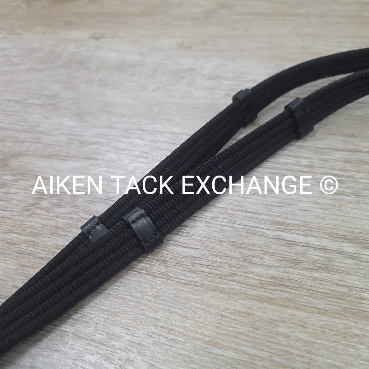 Leather Bridle, No Noseband, with Matching Cotton Web Reins, Black, Oversize