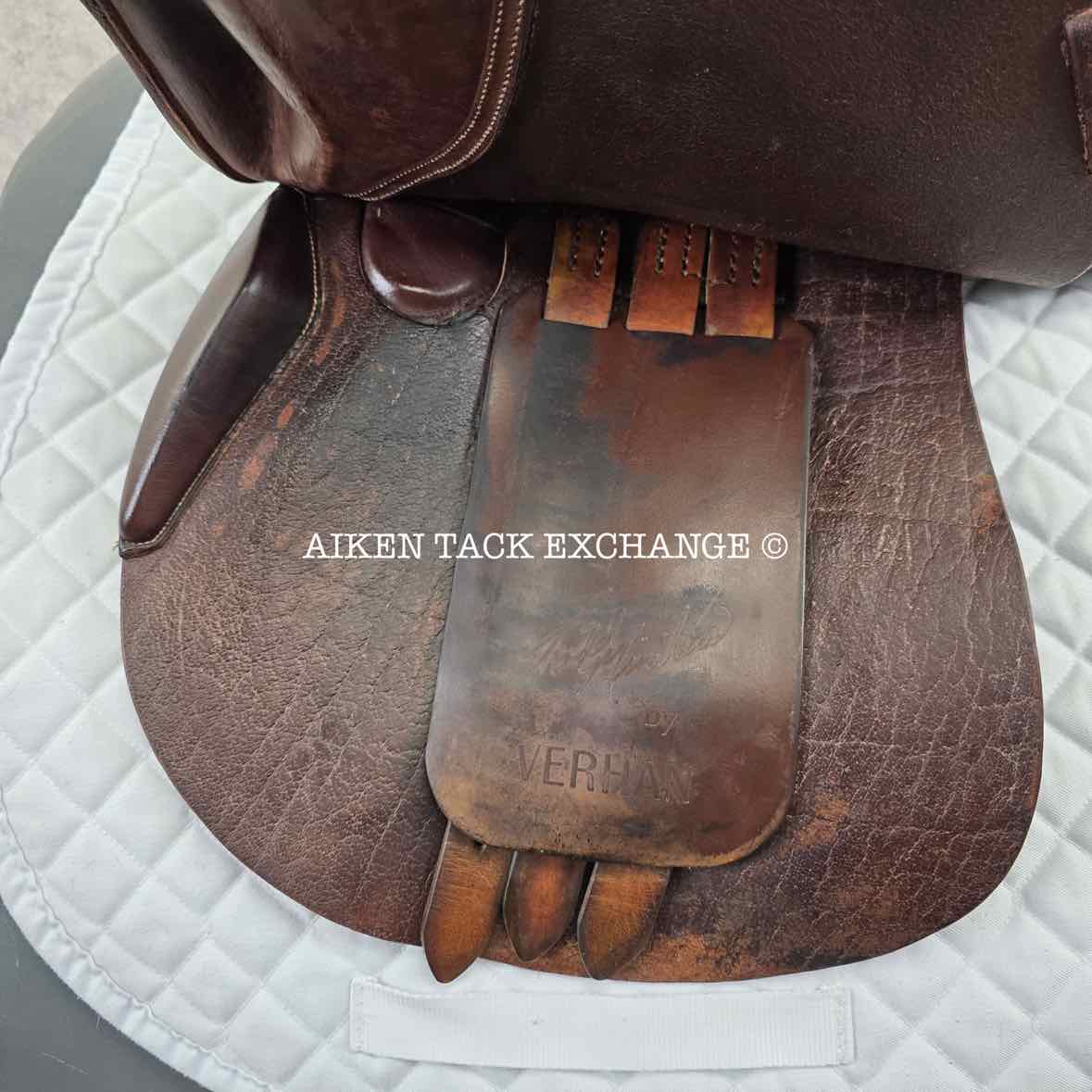 Verhan Todd Minikus Close Contact Jump Saddle, 16.5" Seat, MW/W Tree, Wool Flocked Panels