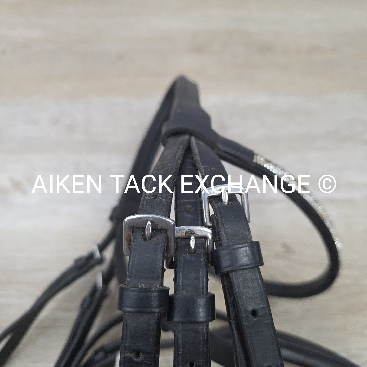 Horze Dressage Bridle with Rubber Reins, Black, Size Full