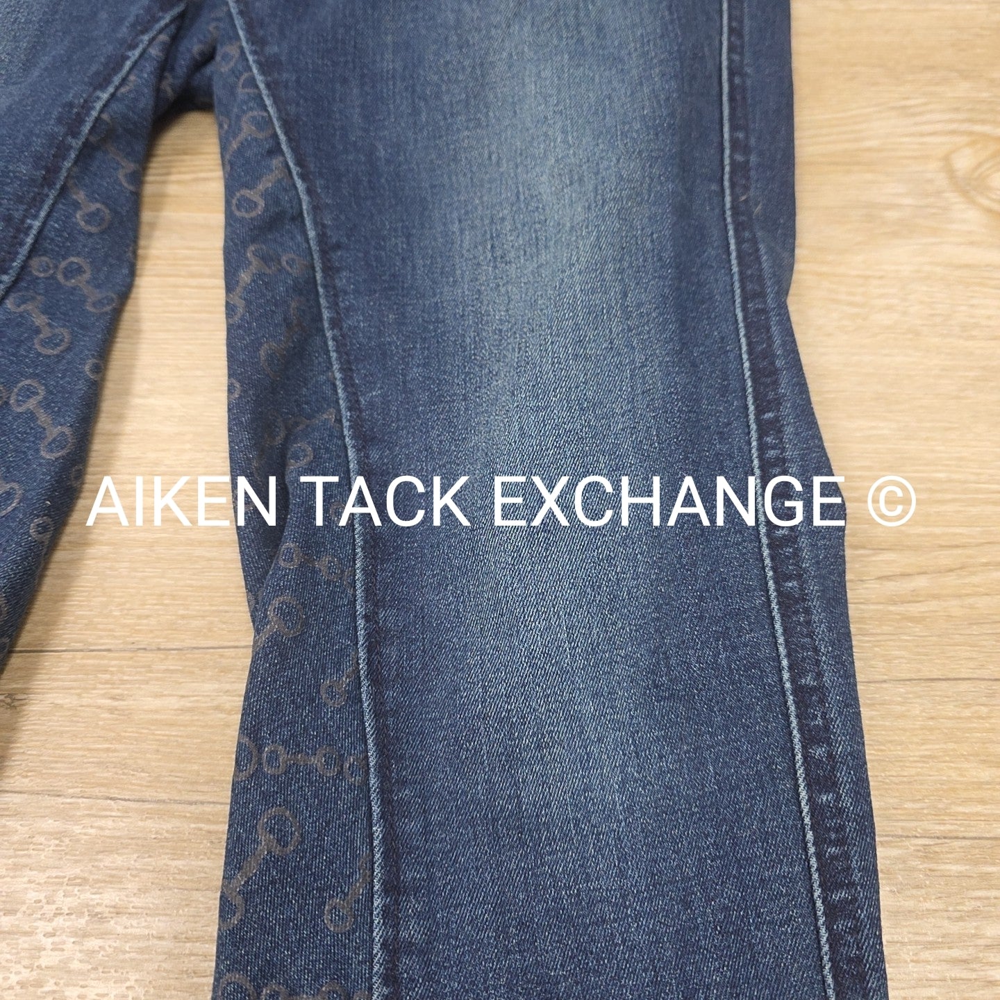 Horze Kaia Crystal Denim Silicone Grip Full Seat Breeches, Size 32