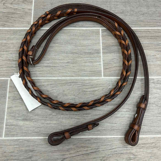 Harmohn Kraft Flat Laced Reins, Brown, 5/8" x 54", Brand New