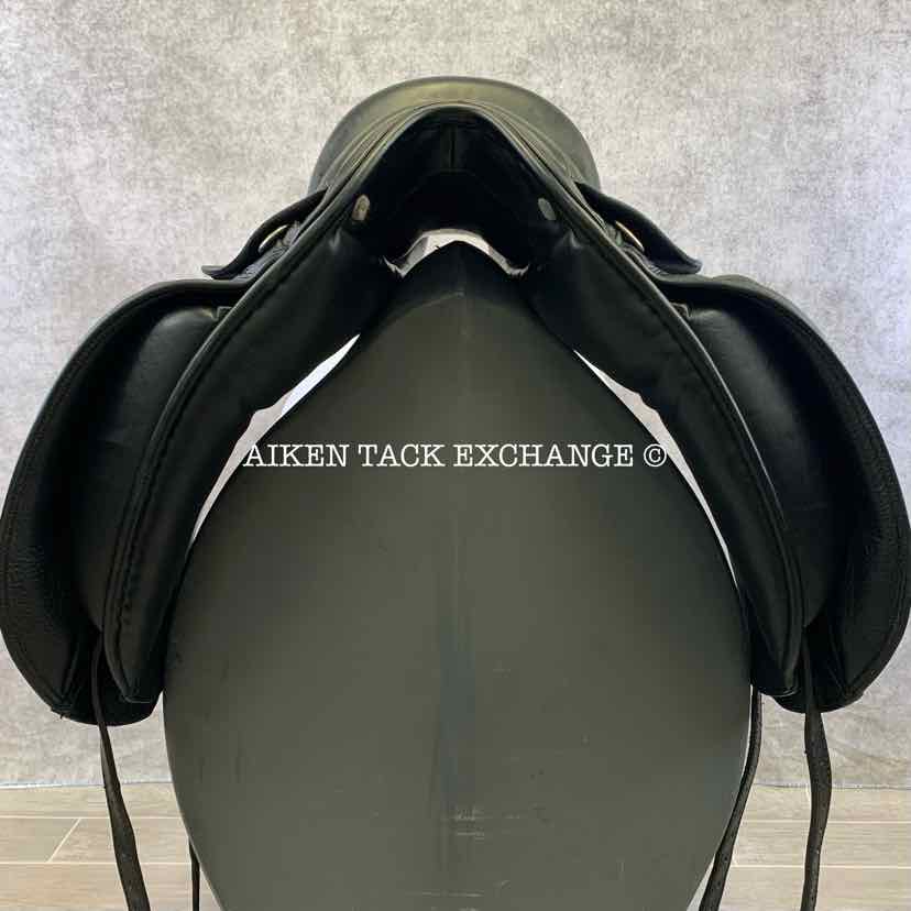**SOLD** 2004 Custom Saddlery VLX Dressage Saddle, 17.5" Seat, Adjustable Tree, Wool Flocked Panels, Buffalo Leather