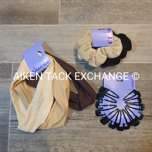 Claire's Hair Bundle -2 Scrunchies, Hair Clip Set, 3 Headbands