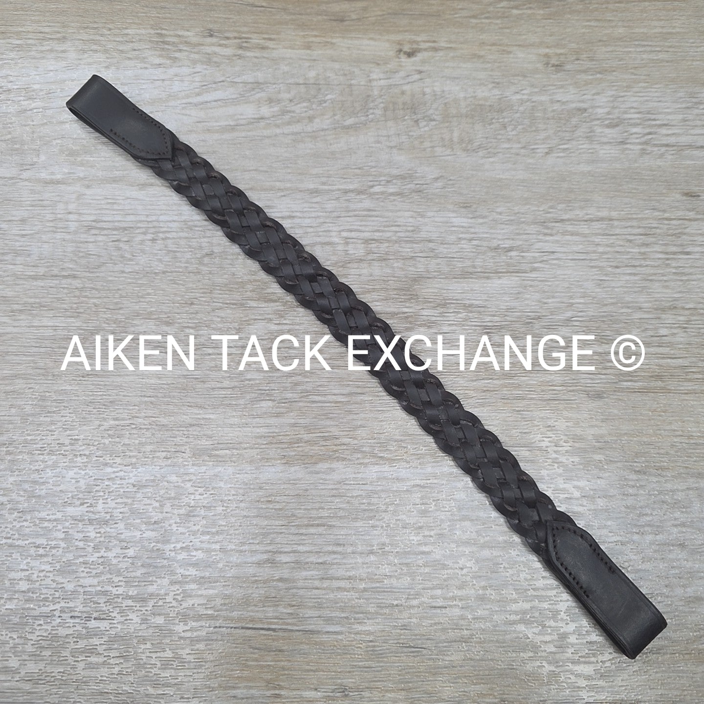 Plaited Leather Browband, Brown, 15.5"