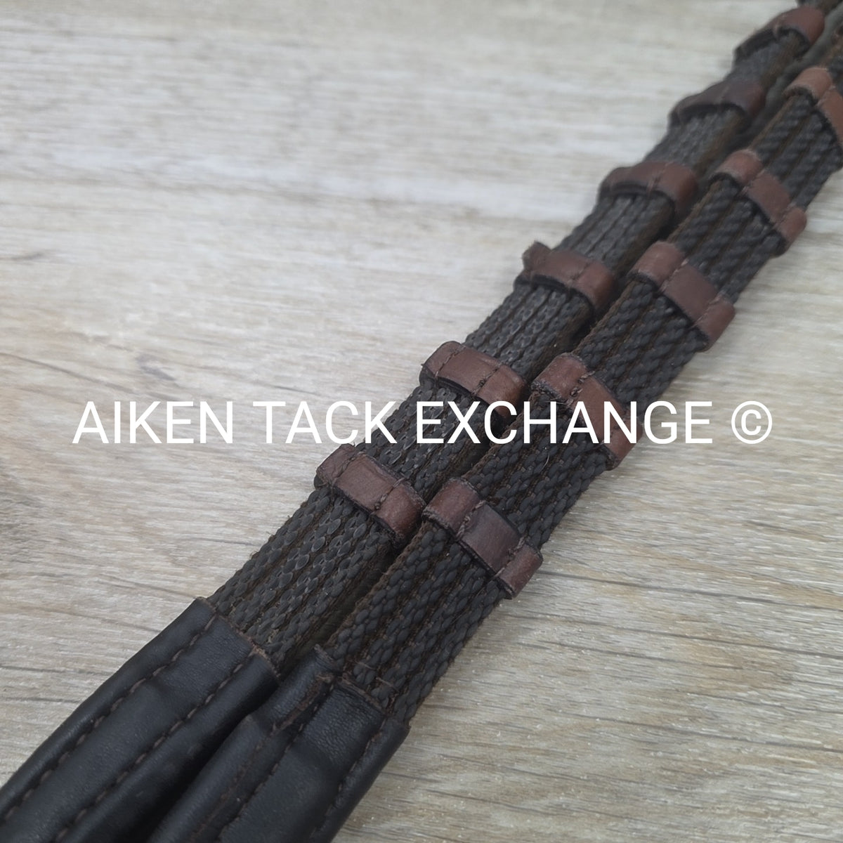Correct Connect Sure Grip Rubber Reins with 1" Hand Stops, Brown, 55"