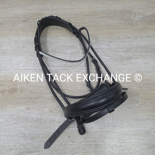 Schockemohle Rolled Dressage Bridle, No Reins, Black, Size Full