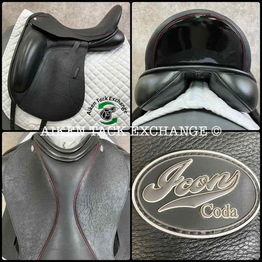 2021 Custom Saddlery Icon Coda W Monoflap Dressage Saddle, 17.5" Seat, Adjustable Tree, Wool Flocked Panels