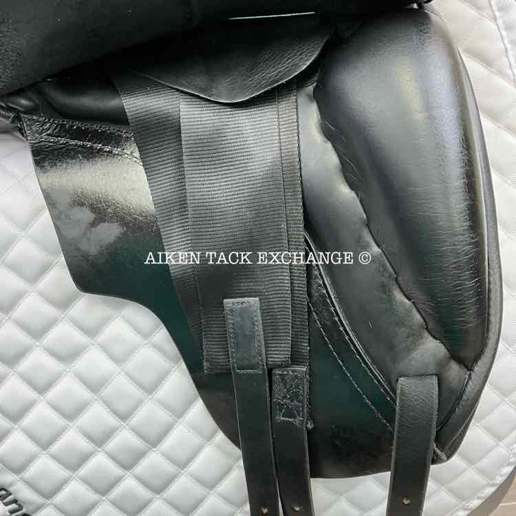 **SOLD** 2014 JRD Alvina Dressage Saddle, 18" Seat, Short Flap, Wide Tree, Wool Flocked Panels