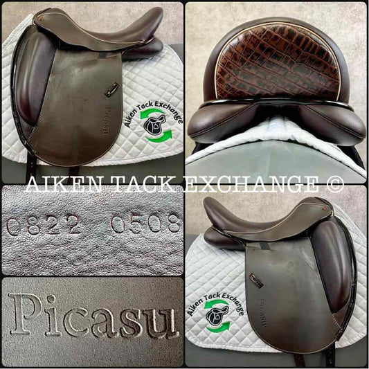 2022 MaxFlex Picasu Monoflap Dressage Saddle, 18" Seat, Flex Tree - Wide Fit, Wool Flocked Pony Panels