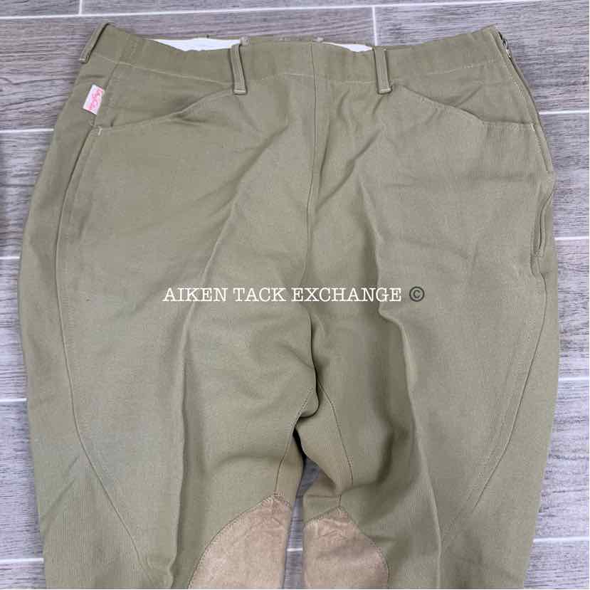 BARGAIN BUNDLE: 2 Pairs Tailored Sportsman Side Zip Knee Patch Breeches, Size 32