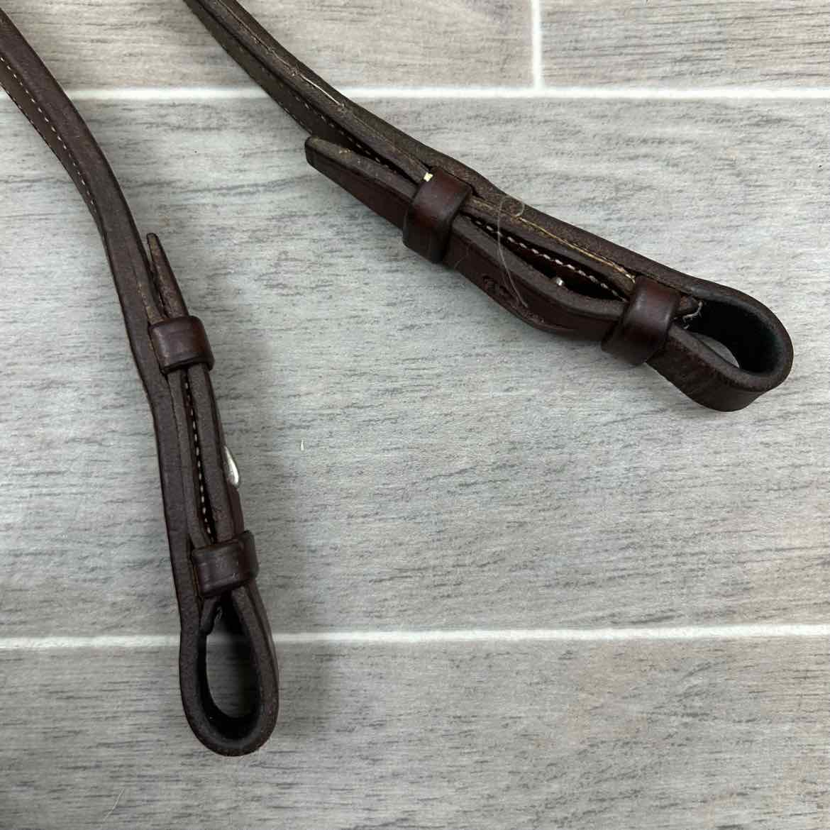CWD Raised Fancy Stitched Noseband with Matching Laced Reins, Brown, Size Full (