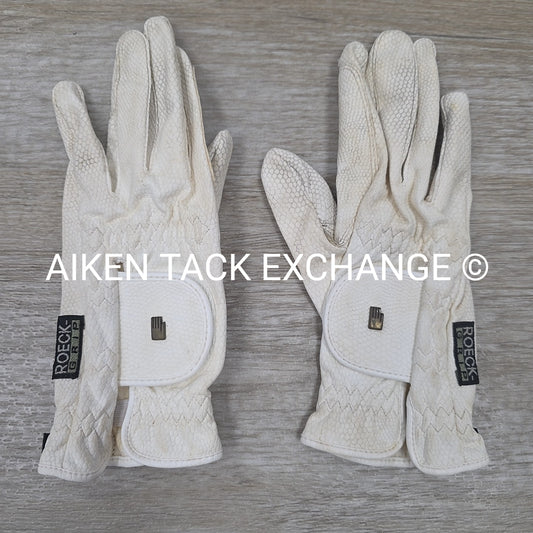 Roeckl Grip Riding Gloves, White, 6.5