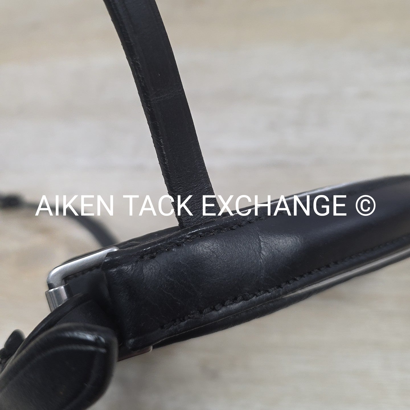 Padded Crank Noseband for Monocrown Bridle, Black with Silver, Size Full