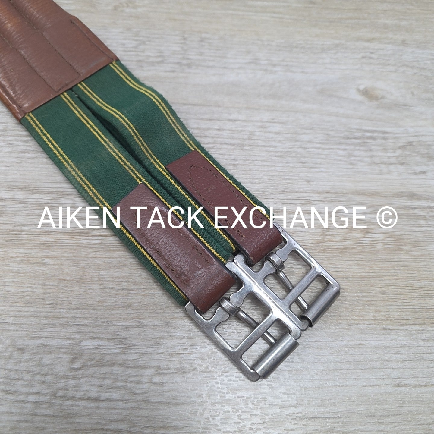 Leather Girth with Single End Elastic, Brown 54"