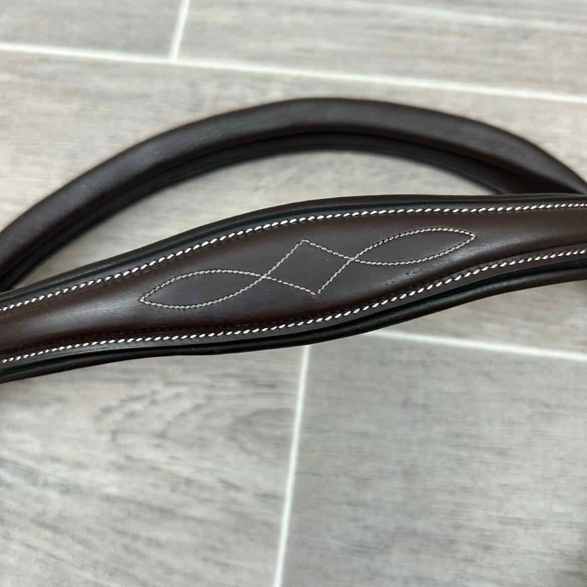 ExionPro Fancy Stitched Padded Bridle, No Reins, Brown, Oversize