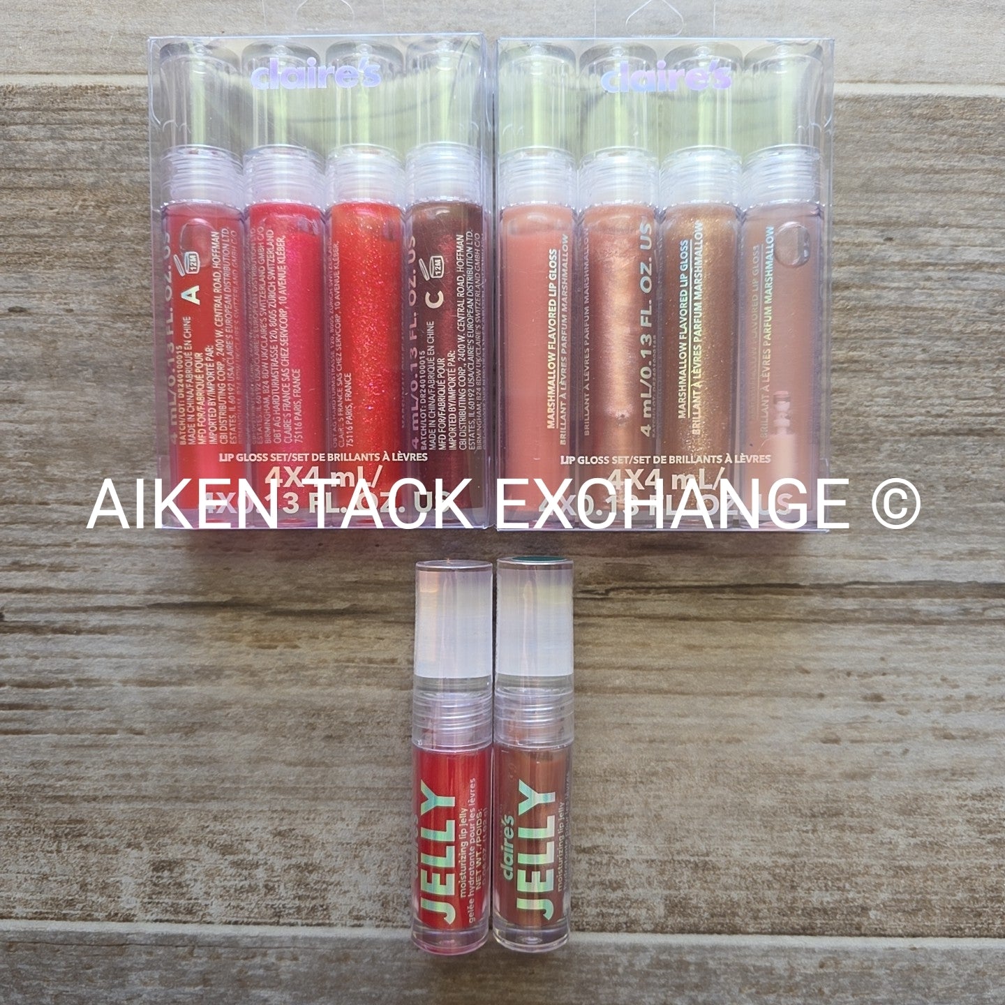 Claire's Lip Gloss Sets (2) - 2 Count Per Set + 2 Moisturizing Lip Jelly