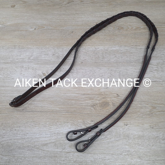 KL Select Round Raised Fancy Stitched Laced Reins, Brown, Size Full