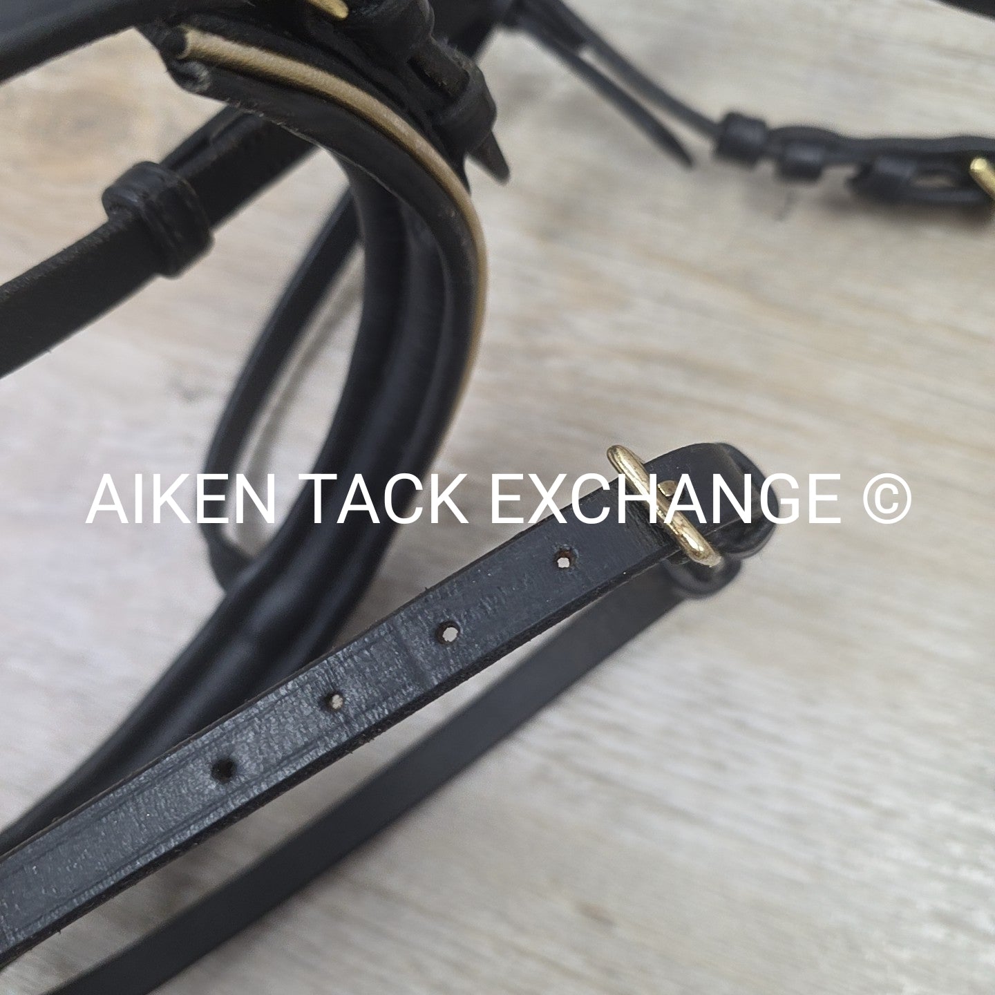 Rhinegold Flash Dressage Bridle with Matching Rubber Reins, Black with Gold, Siz