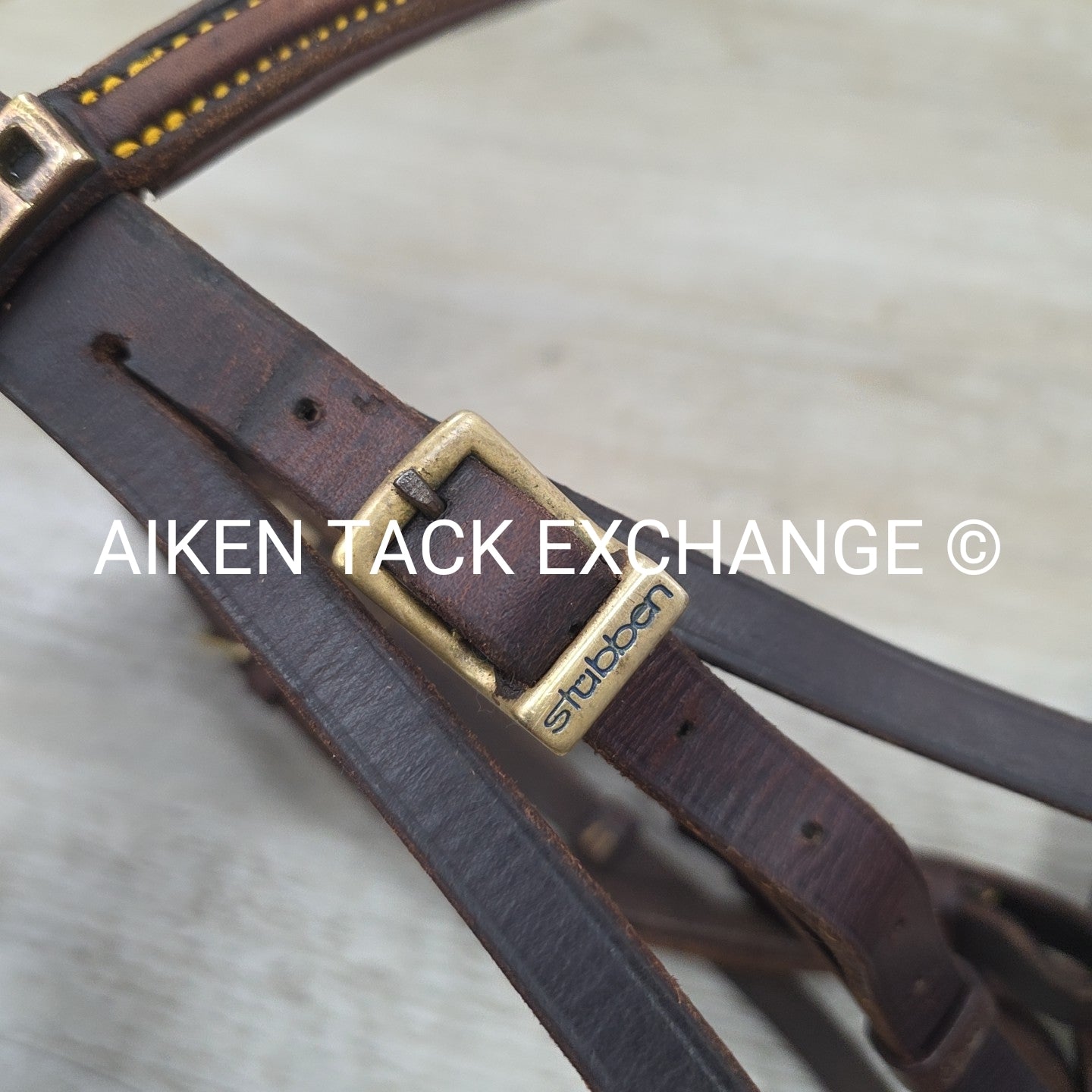 Stubben Plain Raised Flash Bridle with Matching Cotton Web Reins, Brown, Size Fu