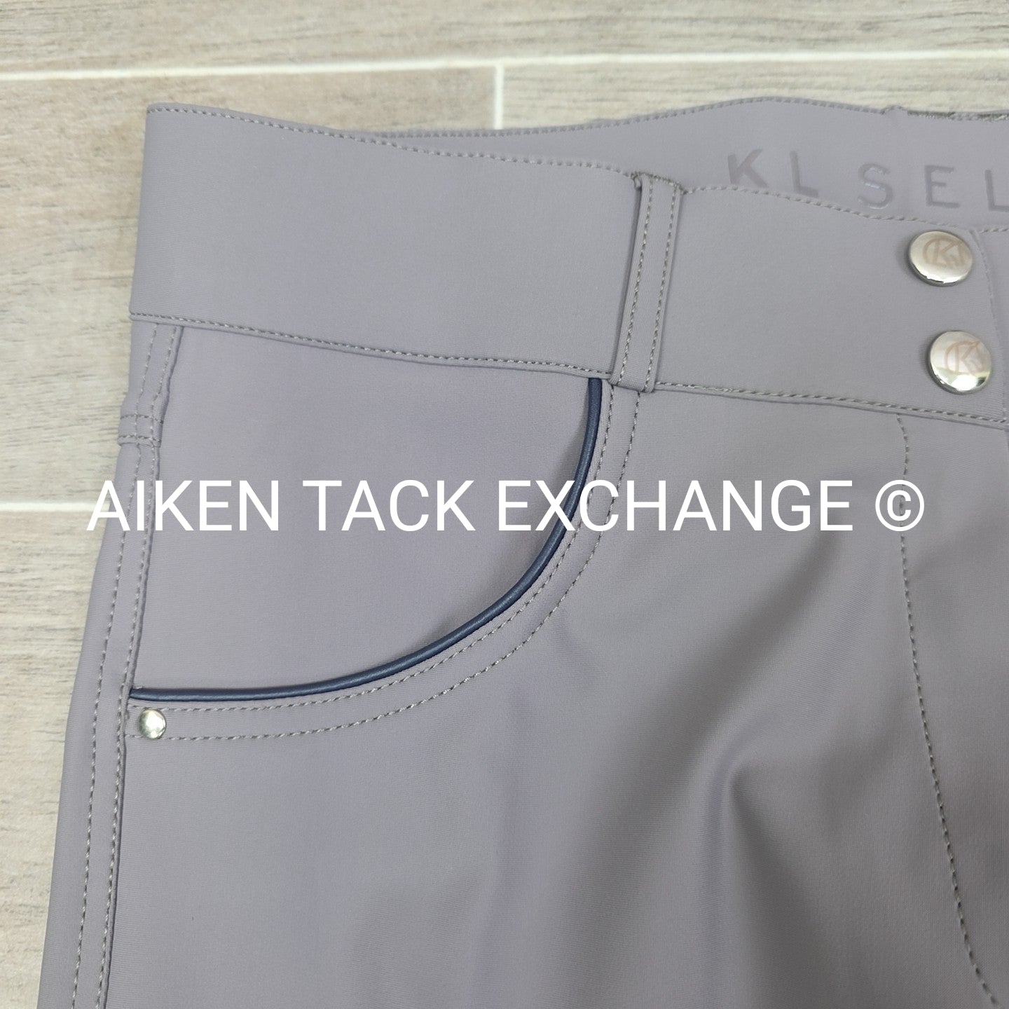 KL Select Gabrielle Full Seat Breeches, Grey/Navy, Women's Size 30R