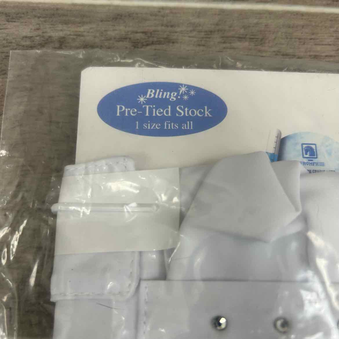 Romfh Bling Pre Tied Bling Stock Tie, White, One Size, Brand New