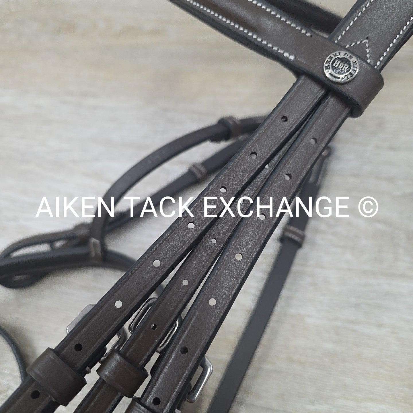 HDR Pro Mono Crown Flash Bridle with Rubber Reins, Havana, Size Full/Horse