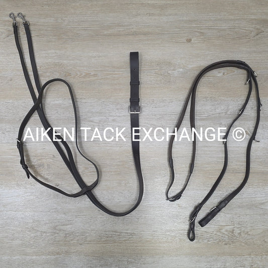 Camelot German Martingale Rein Set, Brown, Size Cob