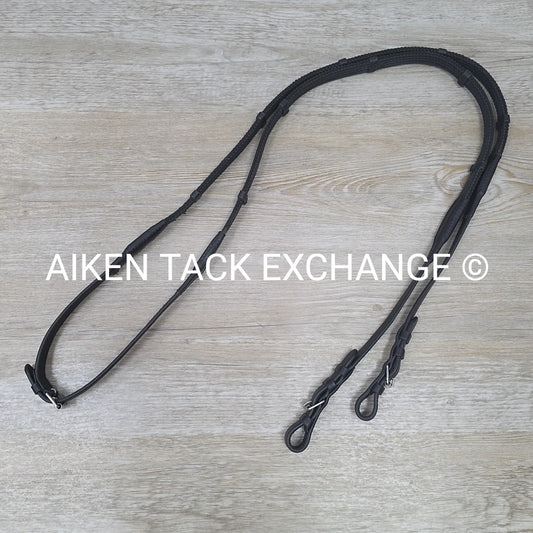 Correct Connect Sure Grip Rubber Reins with 4" Stops, Black, 48"
