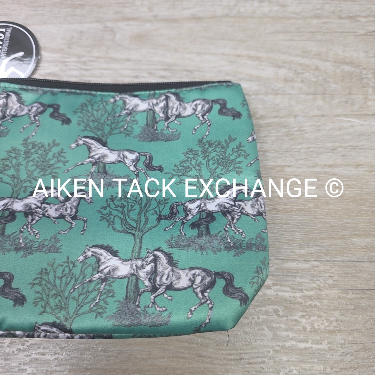 AWST Int'l Lila Green Toile Accessory Bag with Wristlet