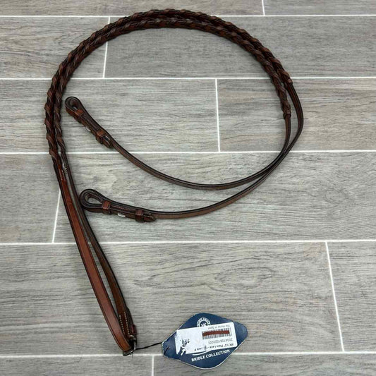 Harmohn Kraft Flat Laced Reins, Brown, 1/2" x 50", Brand New